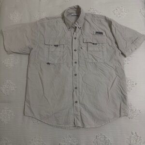 Columbia PFG Omni-Shade White Botton-Up Short Sleeve